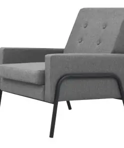 vidaXL Armchair Light Grey Steel and Fabric