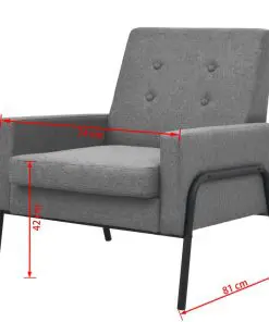 vidaXL Armchair Light Grey Steel and Fabric