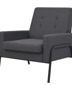 vidaXL Armchair Dark Grey Steel and Fabric