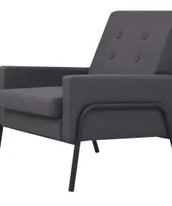 vidaXL Armchair Dark Grey Steel and Fabric