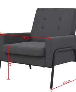 vidaXL Armchair Dark Grey Steel and Fabric