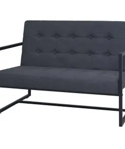 vidaXL 2-Seater Sofa with Armrests Steel and Fabric Dark Grey