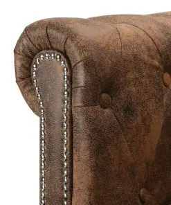vidaXL L-shaped Chesterfield Sofa Artificial Suede Leather Brown