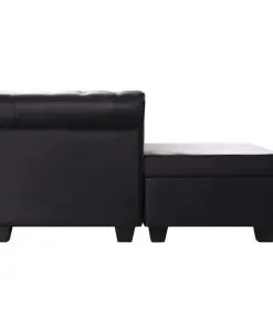 vidaXL L-shaped Chesterfield Sofa Artificial Leather Black