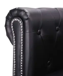 vidaXL L-shaped Chesterfield Sofa Artificial Leather Black