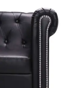 vidaXL L-shaped Chesterfield Sofa Artificial Leather Black