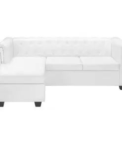 vidaXL L-shaped Chesterfield Sofa Artificial Leather White