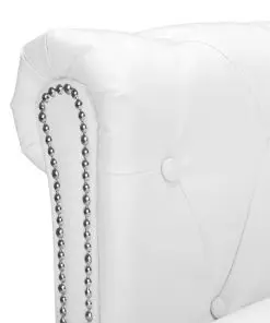 vidaXL L-shaped Chesterfield Sofa Artificial Leather White