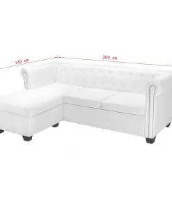 vidaXL L-shaped Chesterfield Sofa Artificial Leather White