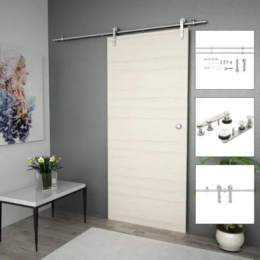 vidaXL Sliding Door Hardware Kit 183 cm Stainless Steel Silver