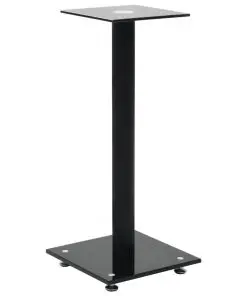 vidaXL Speaker Stands 2 pcs Tempered Glass 1 Pillar Design Black
