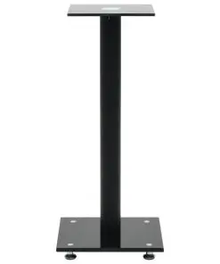 vidaXL Speaker Stands 2 pcs Tempered Glass 1 Pillar Design Black