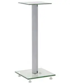 vidaXL Speaker Stands 2 pcs Tempered Glass 1 Pillar Design Silver