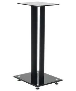 vidaXL Speaker Stands 2 pcs Tempered Glass 2 Pillars Design Black