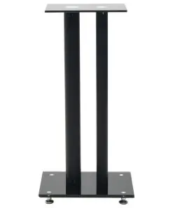 vidaXL Speaker Stands 2 pcs Tempered Glass 2 Pillars Design Black