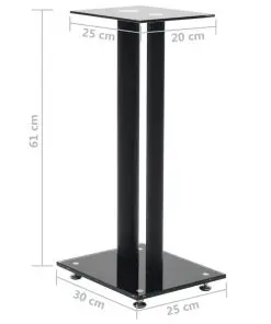 vidaXL Speaker Stands 2 pcs Tempered Glass 2 Pillars Design Black
