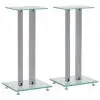 vidaXL Speaker Stands 2 pcs Tempered Glass 2 Pillars Design Silver vidaXL Speaker Stands 2 pcs Tempered Glass 2 Pillars Design Silver