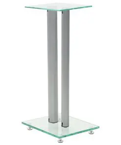 vidaXL Speaker Stands 2 pcs Tempered Glass 2 Pillars Design Silver