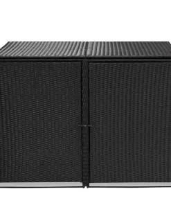 vidaXL Double Wheelie Bin Shed Poly Rattan Black 148x80x111 cm
