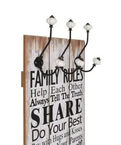 vidaXL Wall-mounted Coat Rack with 6 Hooks 120×40 cm FAMILY RULES