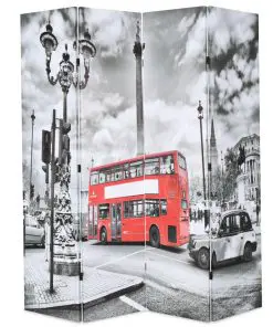 vidaXL Folding Room Divider 160×180 cm London Bus Black and White