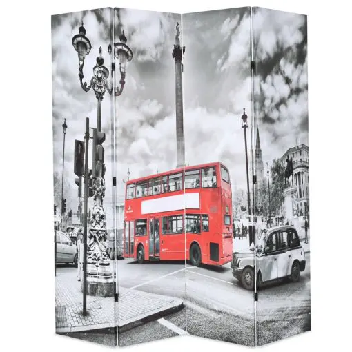 vidaXL Folding Room Divider 160×180 cm London Bus Black and White