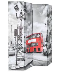 vidaXL Folding Room Divider 160×180 cm London Bus Black and White