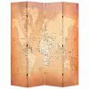 vidaXL Folding Room Divider 160×180 cm World Map Yellow