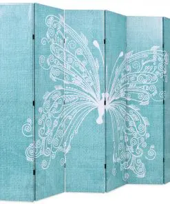 vidaXL Folding Room Divider 228×180 cm Butterfly Blue