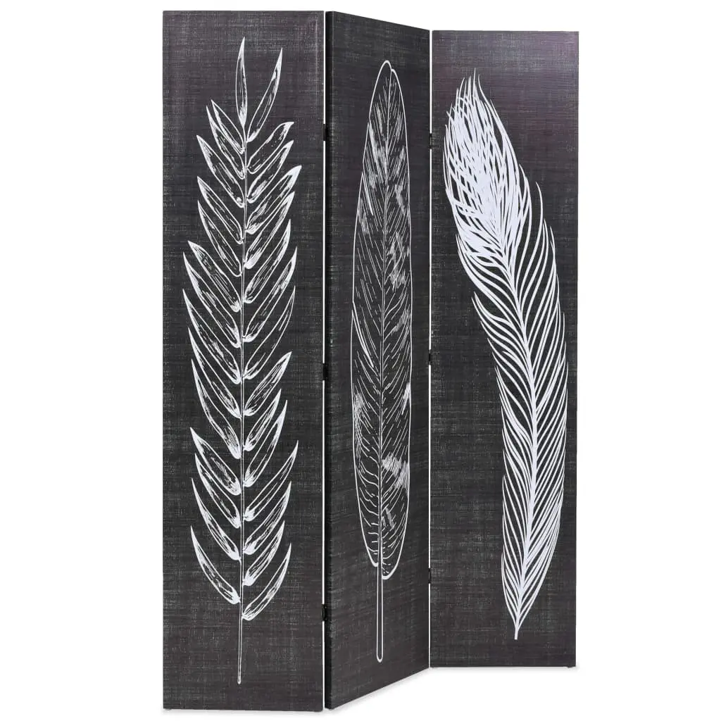 vidaXL Folding Room Divider 120×170 cm Feathers Black and White
