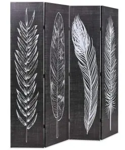 vidaXL Folding Room Divider 160×170 cm Feathers Black and White