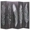 vidaXL Folding Room Divider 200×170 cm Feathers Black and White