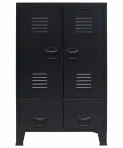vidaXL Wardrobe Metal Industrial Style 67x35x107 cm Black