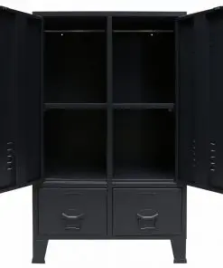 vidaXL Wardrobe Metal Industrial Style 67x35x107 cm Black