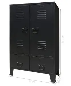 vidaXL Wardrobe Metal Industrial Style 67x35x107 cm Black