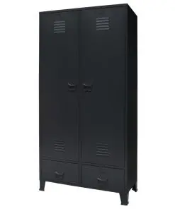 vidaXL Wardrobe Metal Industrial Style 90x40x180 cm Black