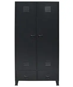 vidaXL Wardrobe Metal Industrial Style 90x40x180 cm Black