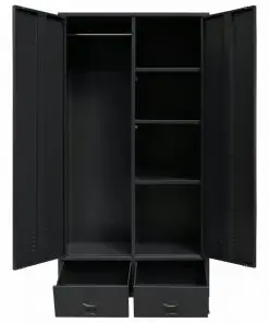 vidaXL Wardrobe Metal Industrial Style 90x40x180 cm Black