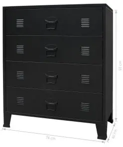 vidaXL Chest of Drawers Metal Industrial Style 78x40x93 cm Black