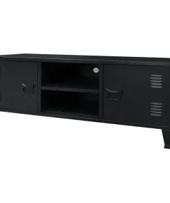 vidaXL TV Cabinet Metal Industrial Style 120x35x48 cm Black