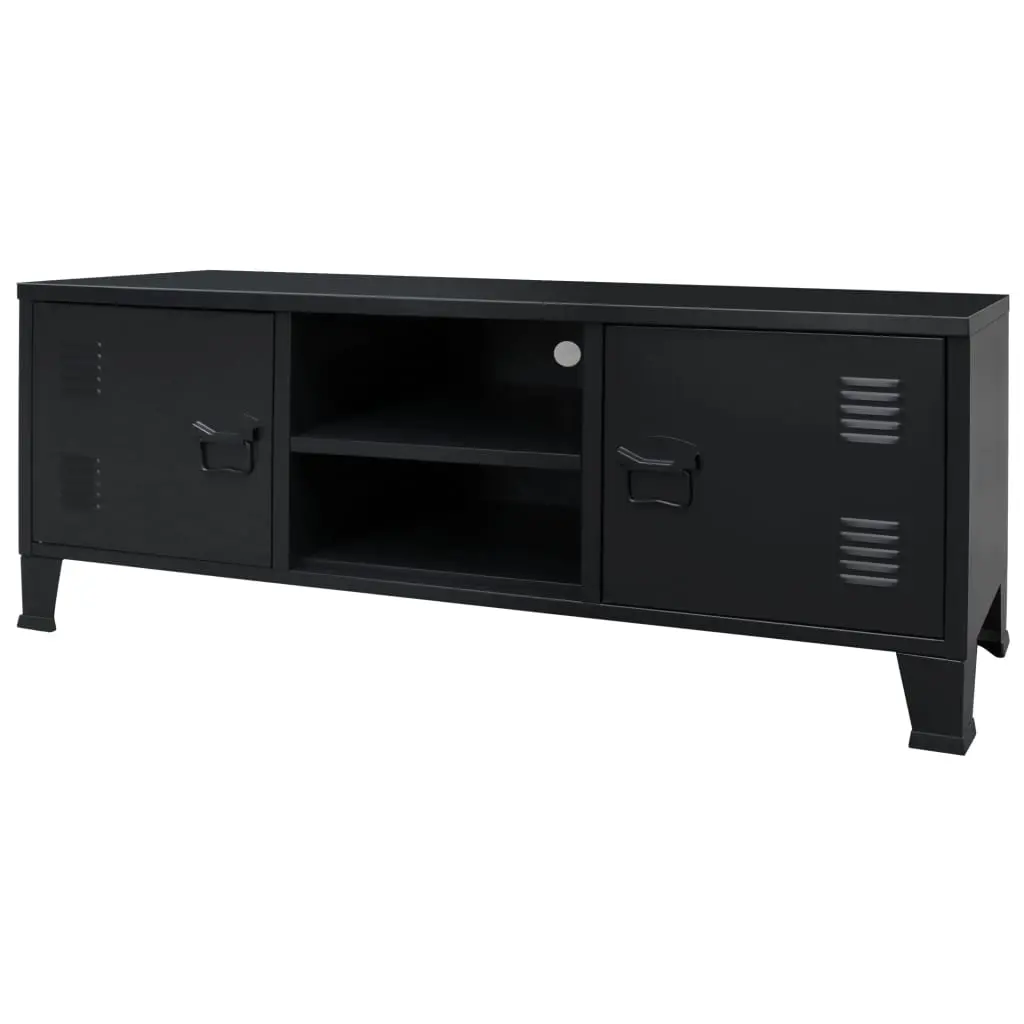 vidaXL TV Cabinet Metal Industrial Style 120x35x48 cm Black