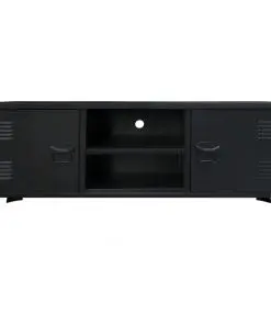 vidaXL TV Cabinet Metal Industrial Style 120x35x48 cm Black