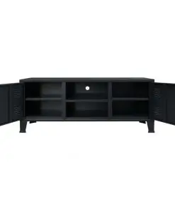 vidaXL TV Cabinet Metal Industrial Style 120x35x48 cm Black