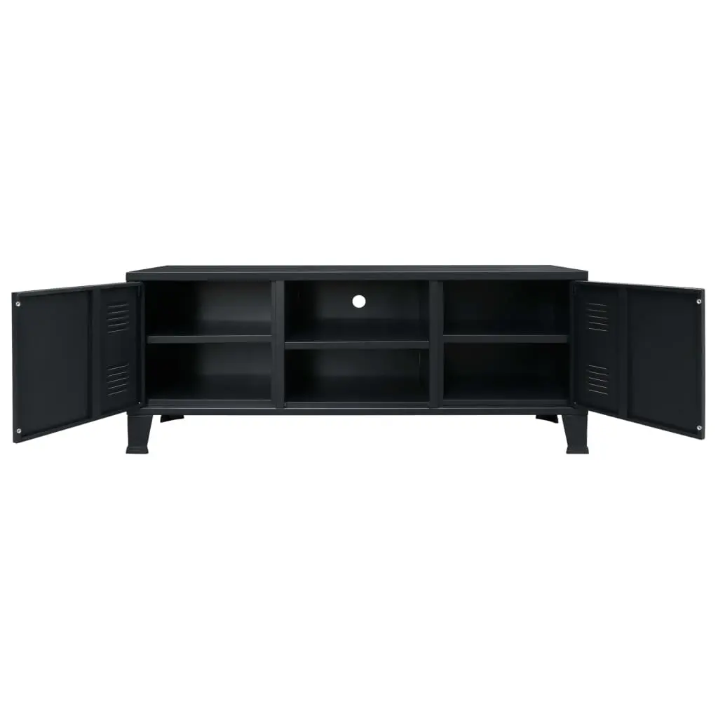 vidaXL TV Cabinet Metal Industrial Style 120x35x48 cm Black