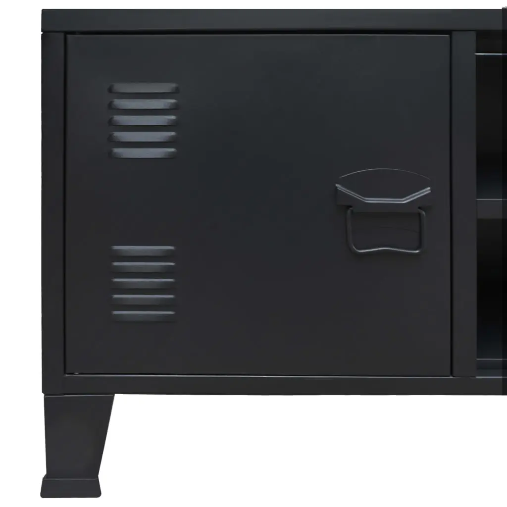vidaXL TV Cabinet Metal Industrial Style 120x35x48 cm Black