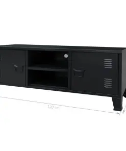 vidaXL TV Cabinet Metal Industrial Style 120x35x48 cm Black