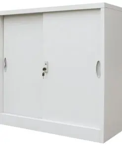 vidaXL Office Cabinet with Sliding Doors Metal 90x40x90 cm Grey