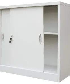 vidaXL Office Cabinet with Sliding Doors Metal 90x40x90 cm Grey