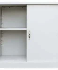 vidaXL Office Cabinet with Sliding Doors Metal 90x40x90 cm Grey
