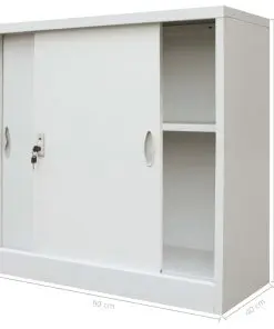 vidaXL Office Cabinet with Sliding Doors Metal 90x40x90 cm Grey